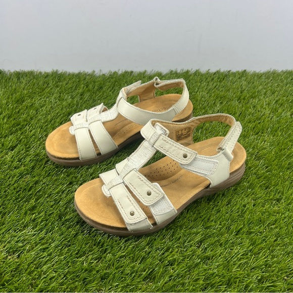 Clarks Collection Womens 5M White April Cove Open Toe Sandal Hook and Loop - Picture 3 of 10